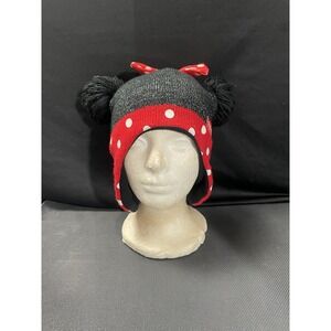 Disney Minnie Mouse Girls Polka Dot Winter Hat Beanie Ear Warmer for Toddlers
